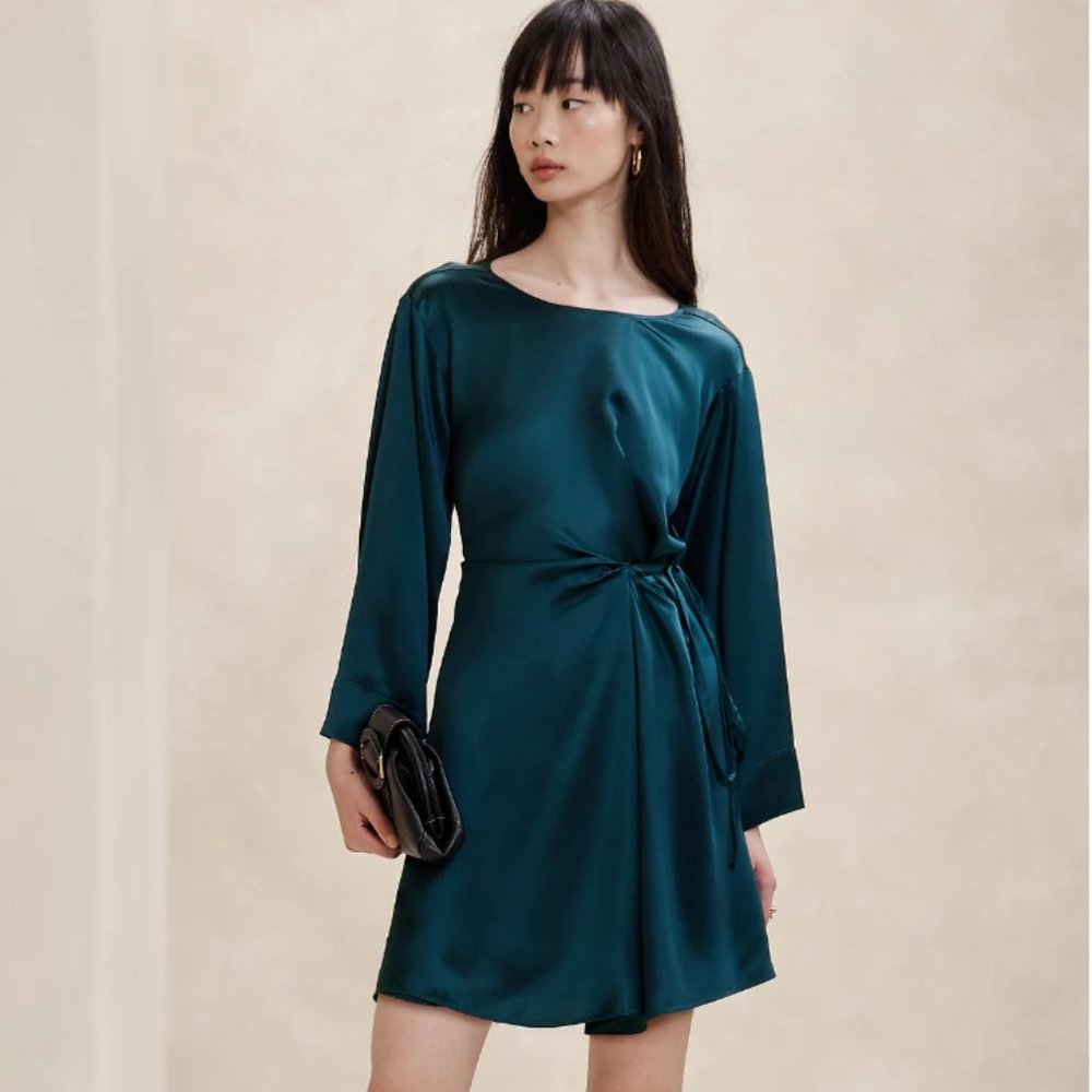 Teal satin dress